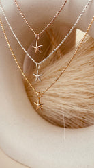 Minimal Starfish Necklace with Beaded Chain - Octonov 