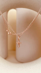 Zircon encrusted Token of Faith Necklace with Cable Chain - Octonov 
