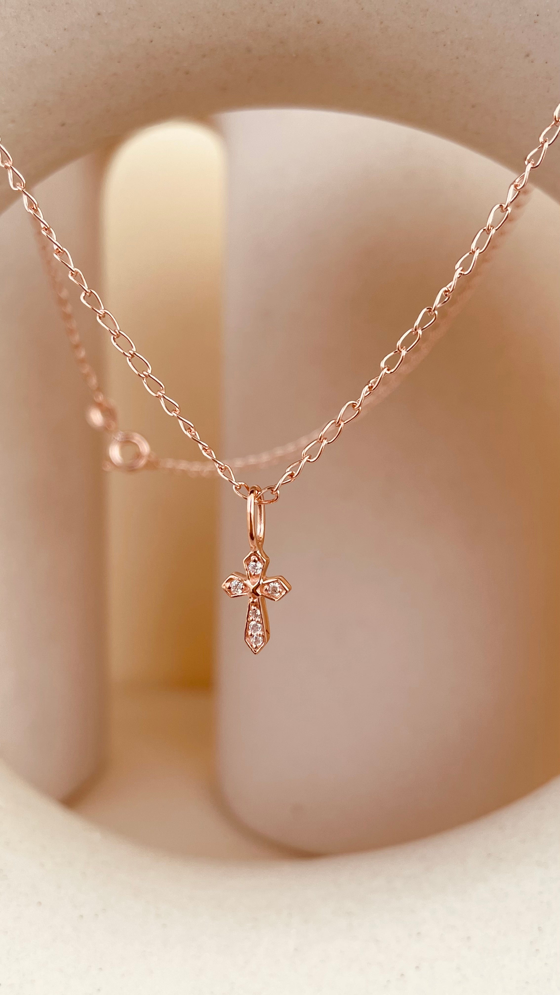 Zircon encrusted Token of Faith Necklace with Cable Chain - Octonov 