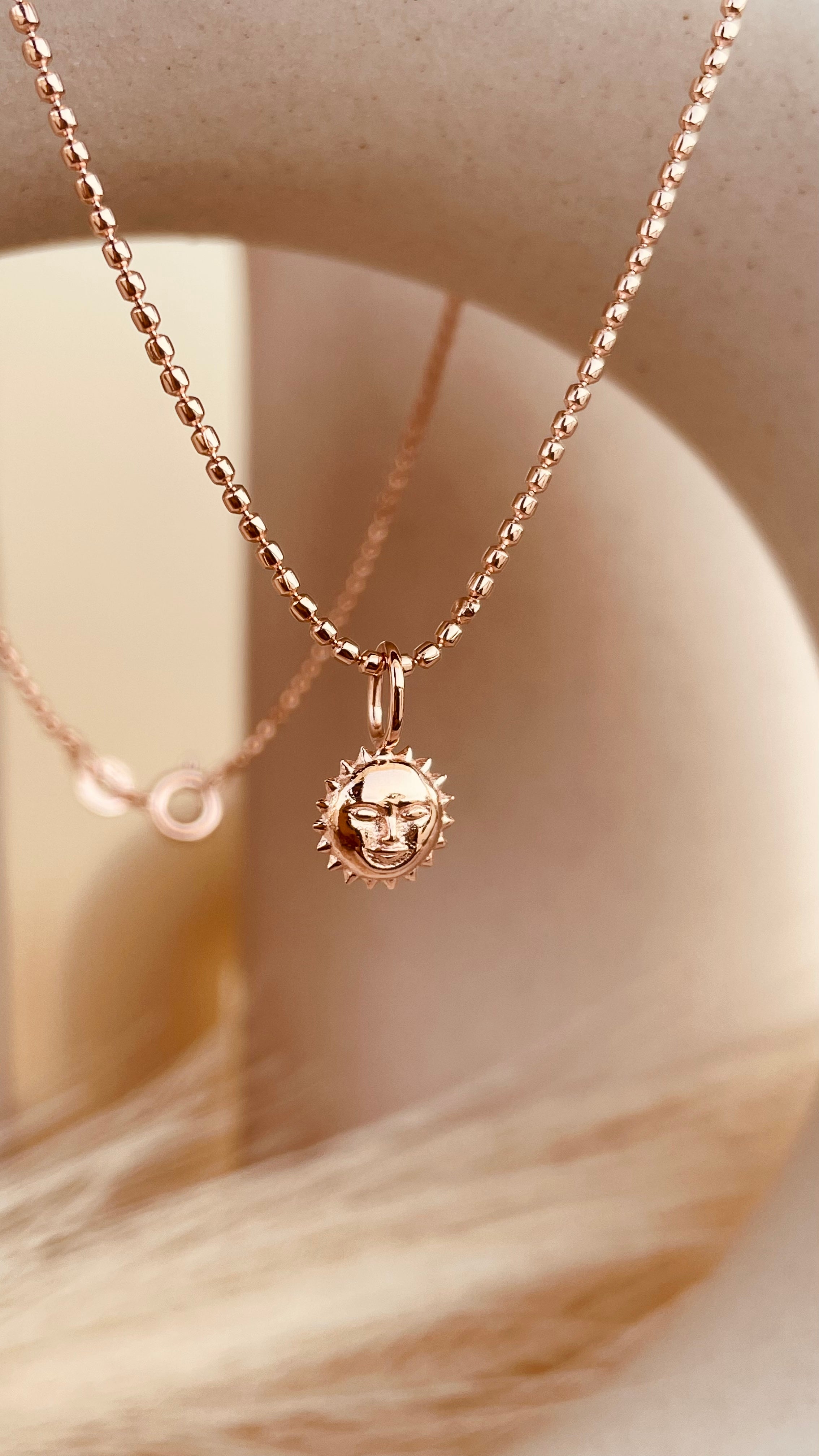 Dainty Steller Sun Charm Necklace with Beaded Chain - Octonov 