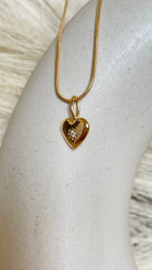 Vintage Heart Studded Minimal Necklace with Snake Chain - Octonov 
