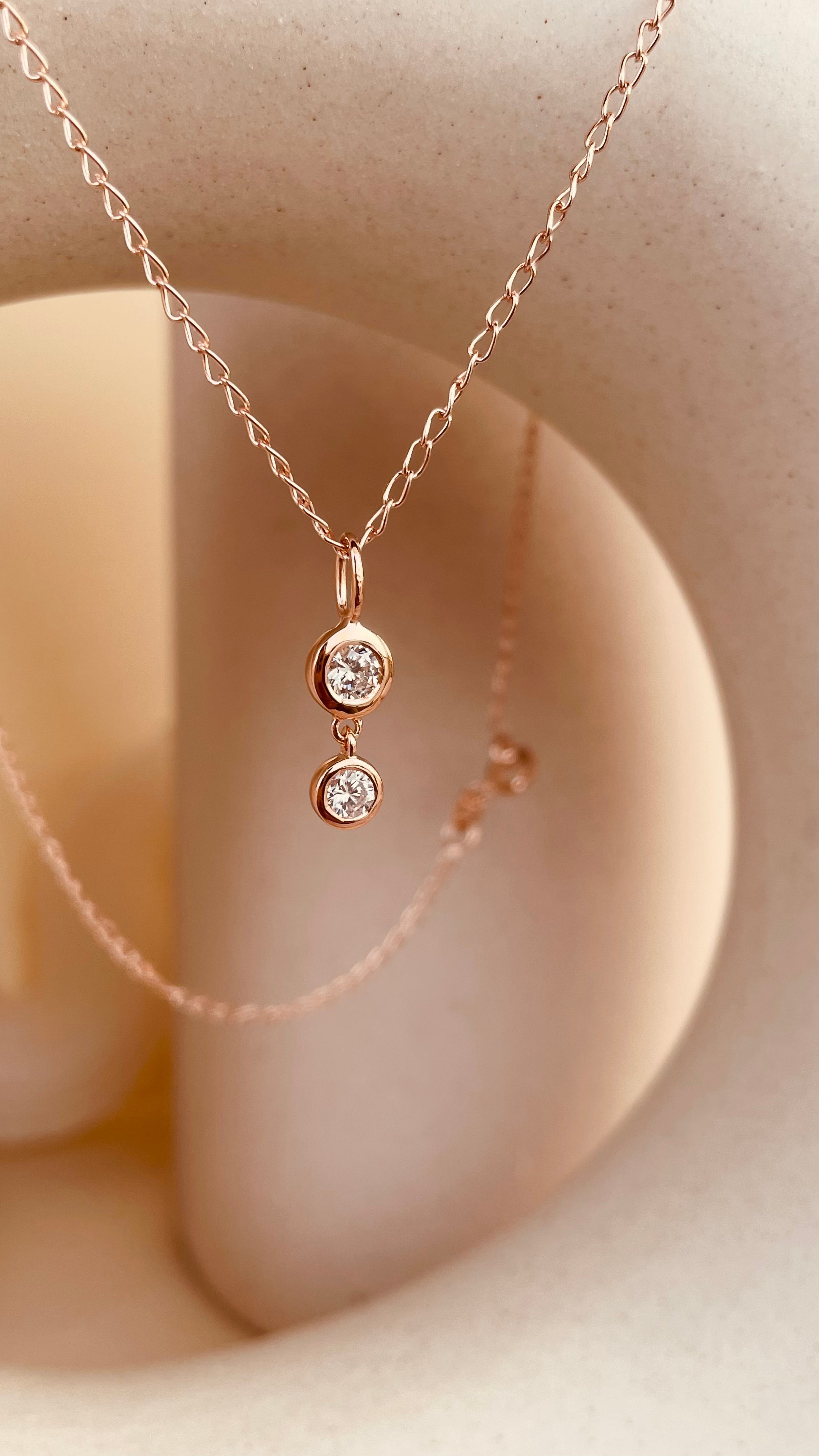 Double Drop Dangling Necklace with Cable Chain - Octonov 