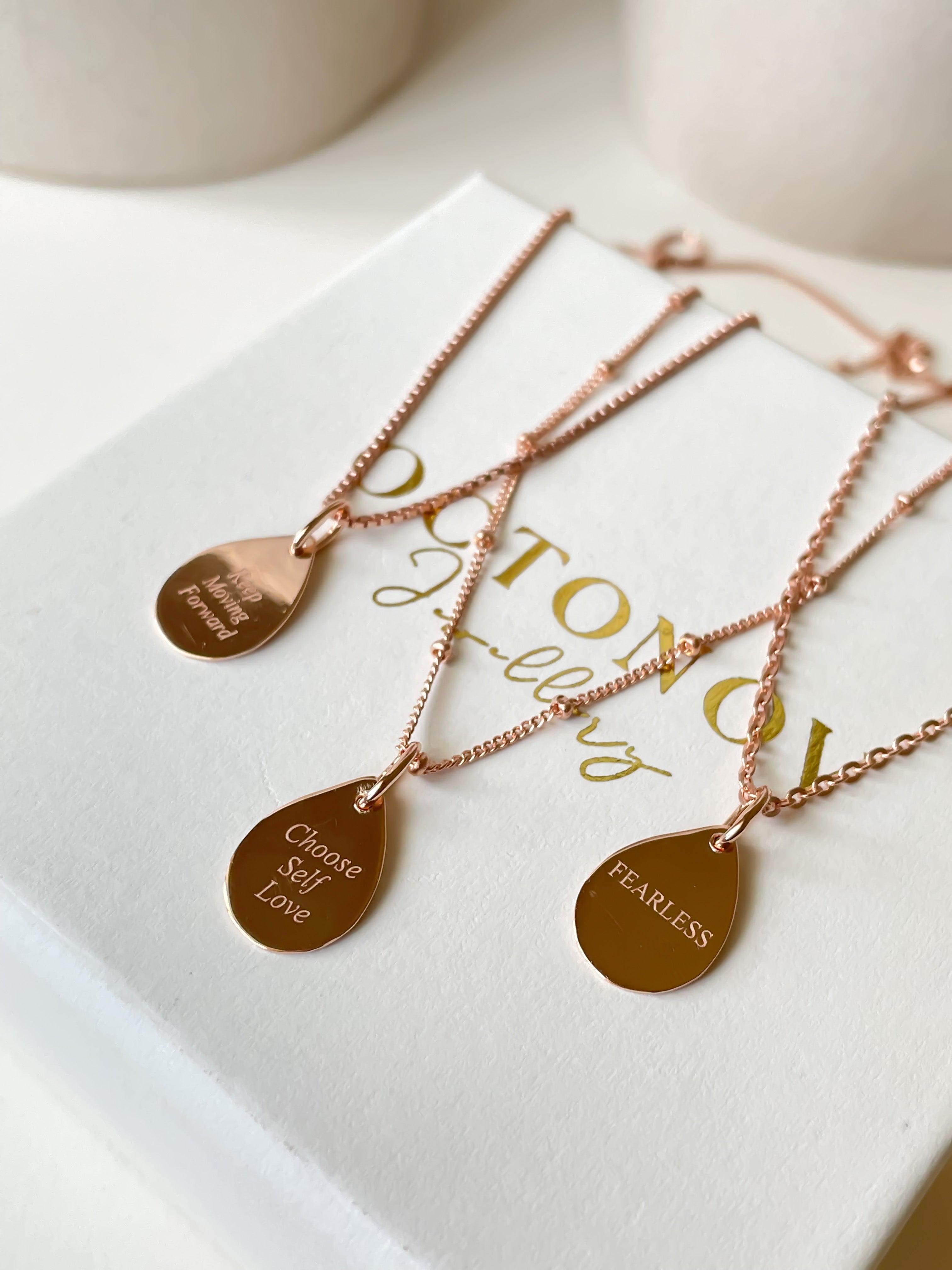 Personalised Affirmations Teardrop Necklace - Octonov 