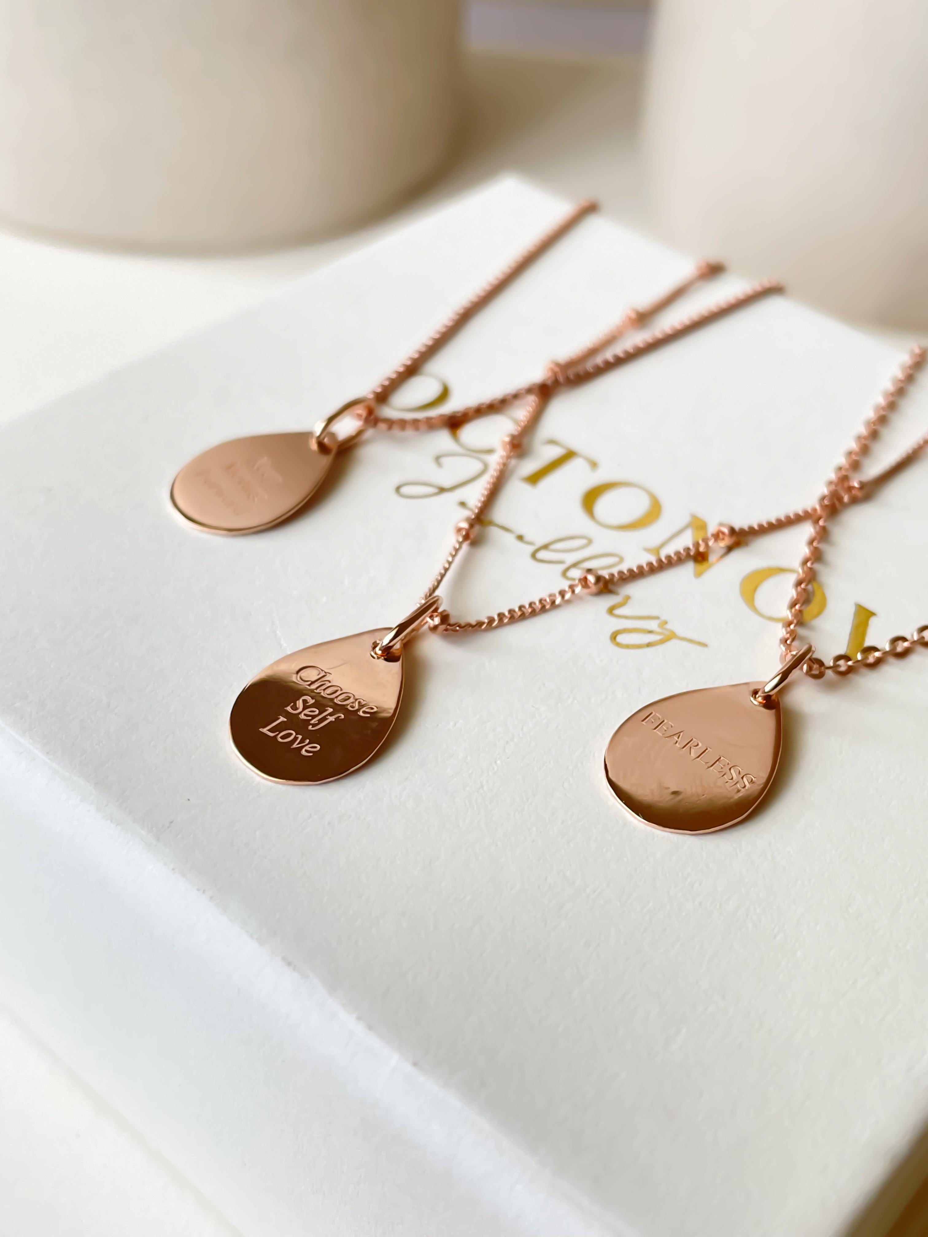 Personalised Affirmations Teardrop Necklace - Octonov 