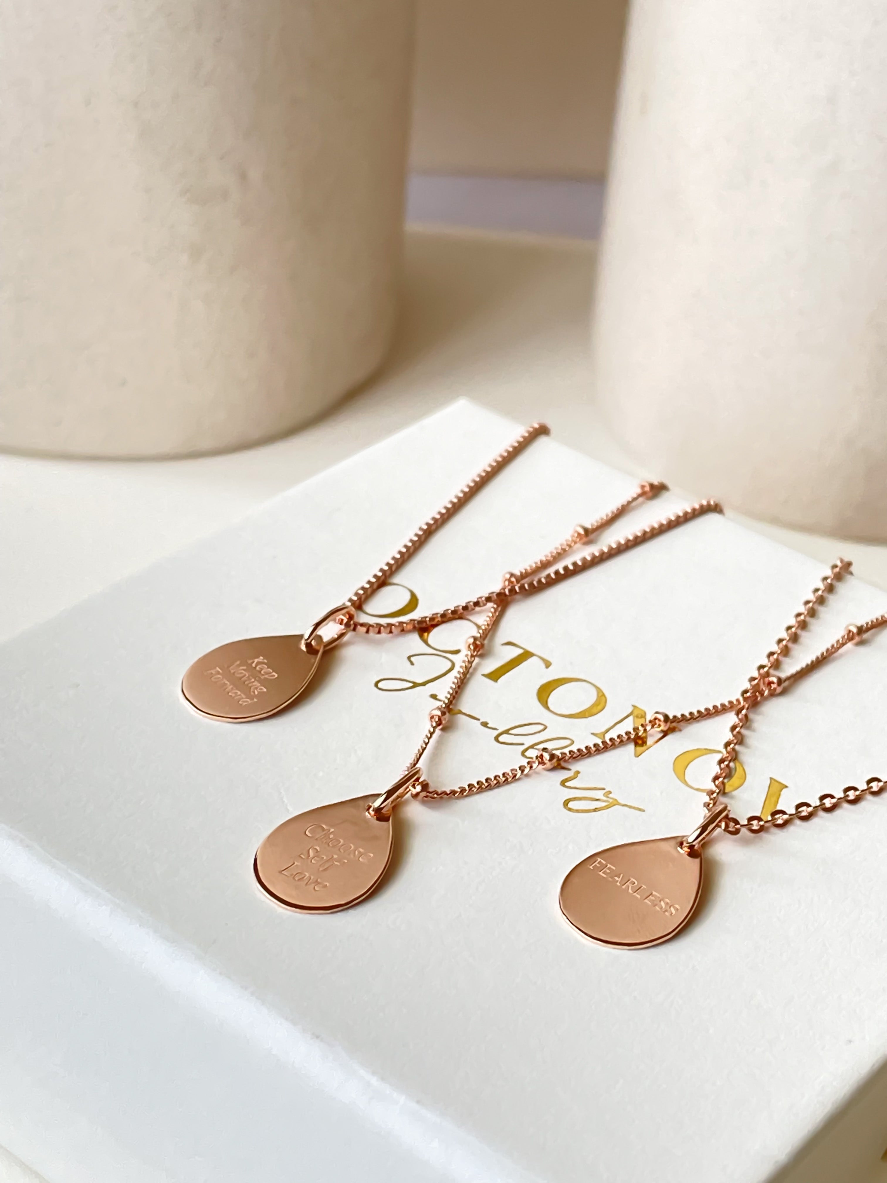 Personalised Affirmations Teardrop Necklace - Octonov 