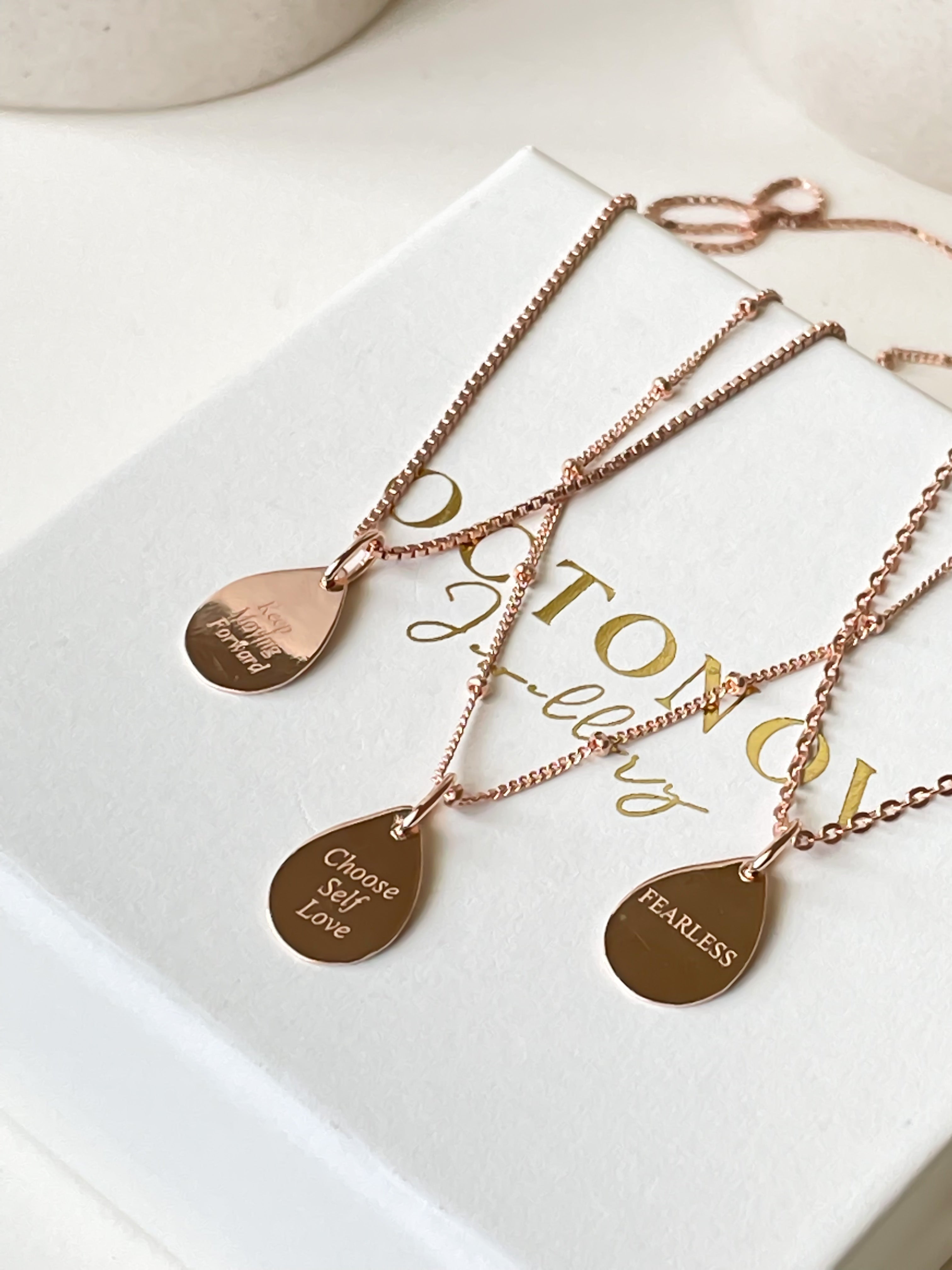Personalised Affirmations Teardrop Necklace - Octonov 
